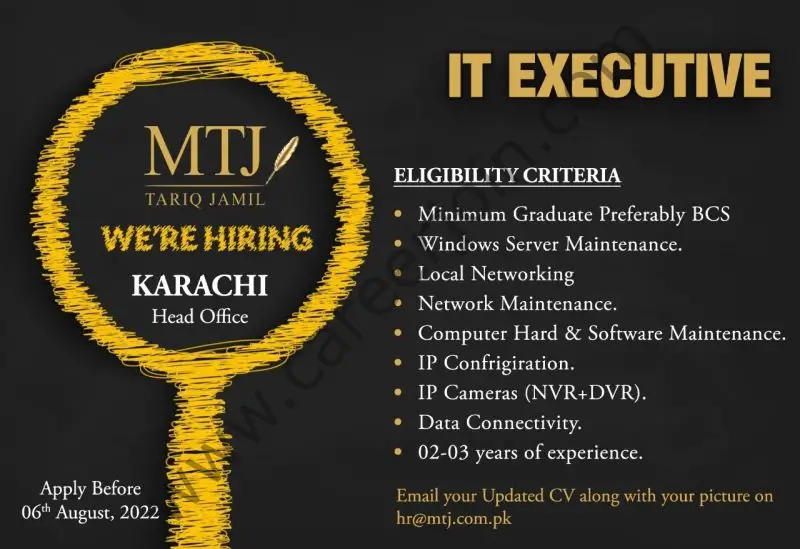 MTJ Tariq Jameel Jobs IT Executive 01