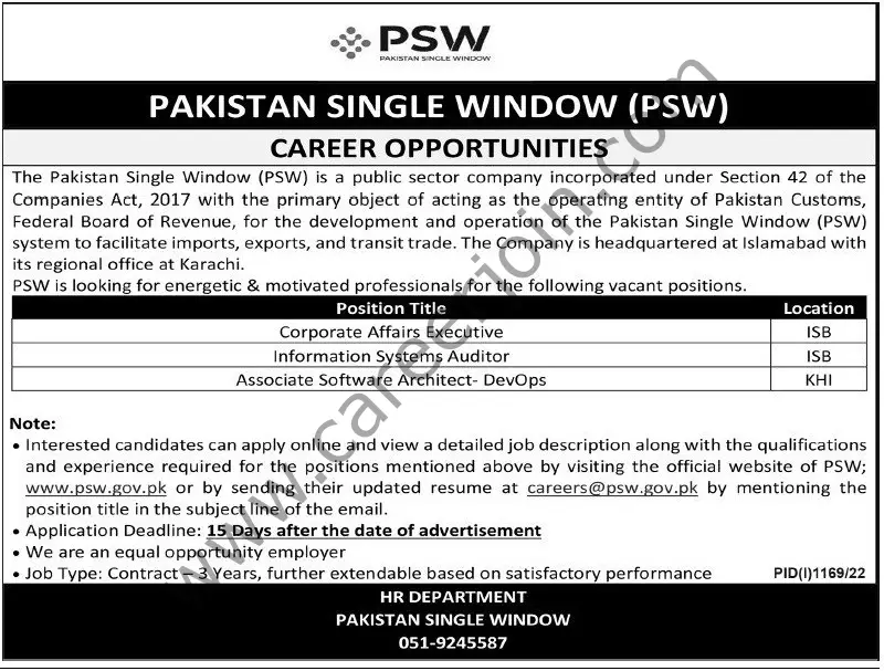 Pakistan Single Window PSW Jobs 28 August 2022 Express Tribune 01