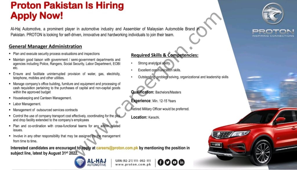 Proton Pakistan Jobs General Manager Administration 01