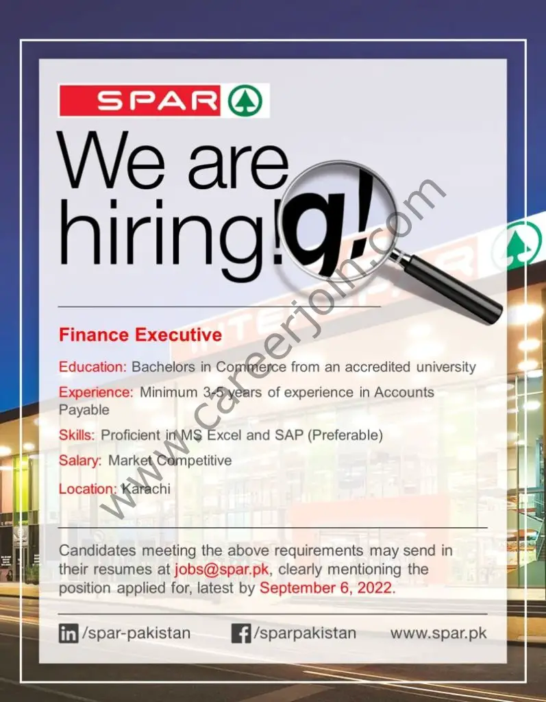 SPAR Pakistan Jobs Finance Executive 01