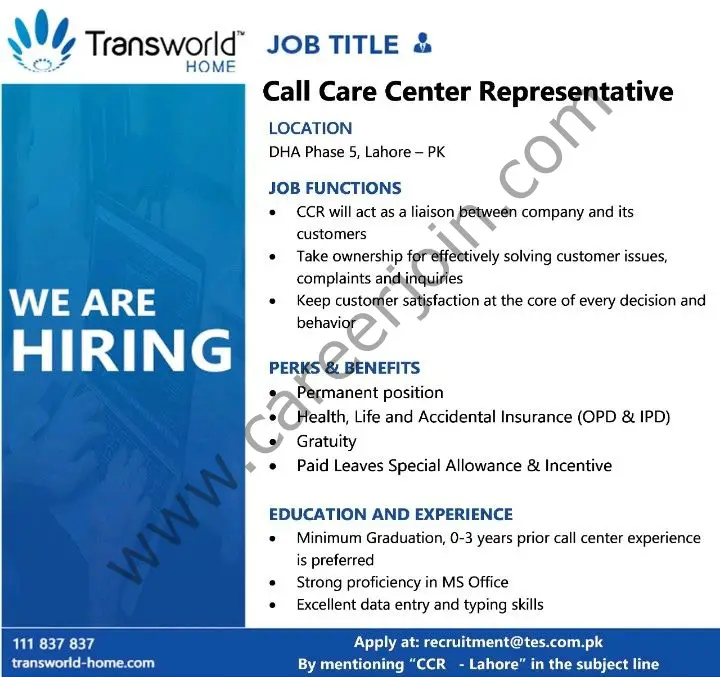 Transworld Home Jobs Call Care Center Representative 01