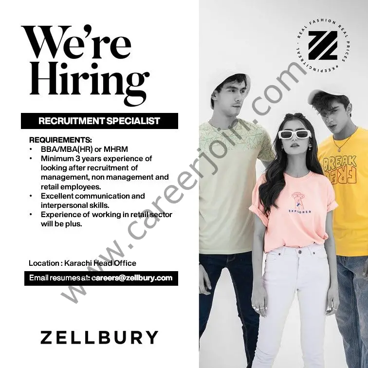 Zellbury Pakistan Jobs Recruitment Specialist 01