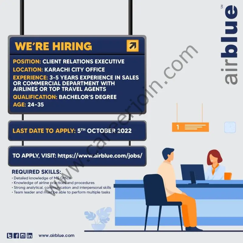 AirBlue Pakistan Jobs Client Relations Executive 01