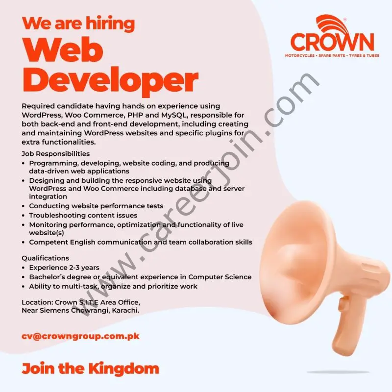 Crown Group Of Companies Jobs Web Developer 01