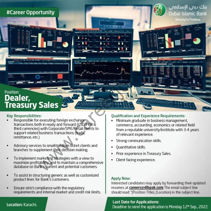 Dubai Islamic Bank Pakistan DIBP Jobs Dealer Treasury Sales 01