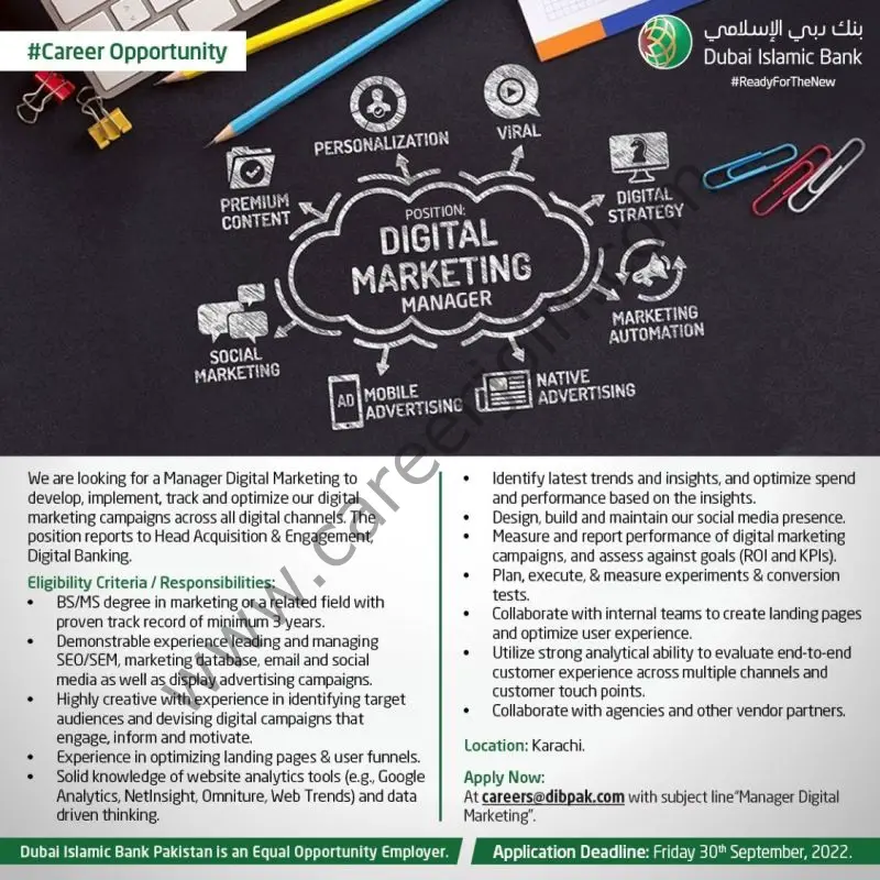Dubai Islamic Bank Pakistan DIBP Jobs Digital Marketing Manager 01