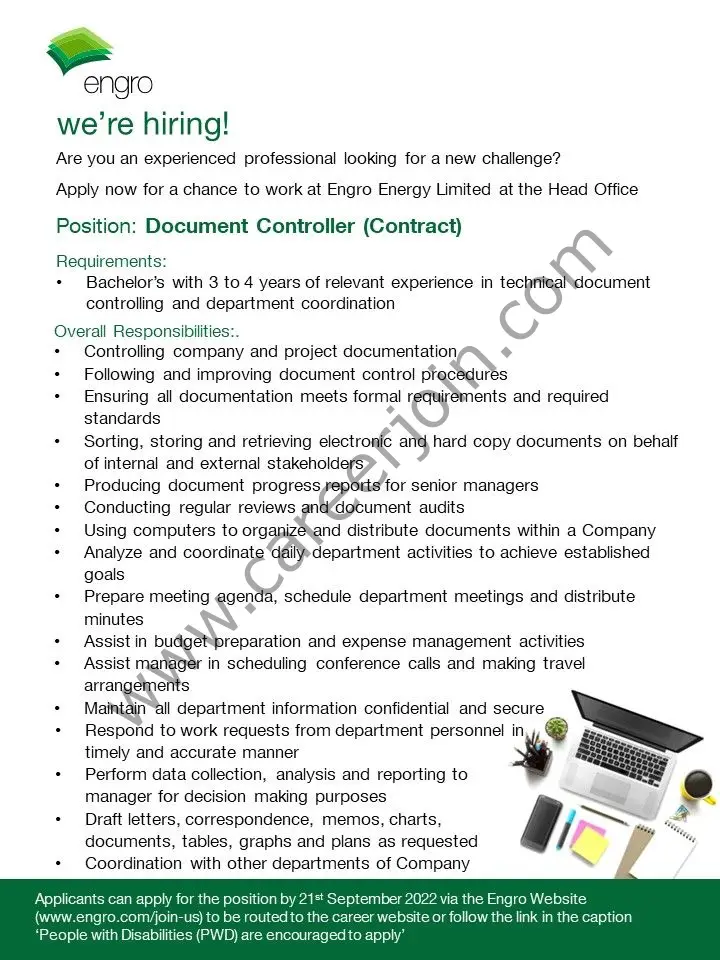 Engro Corporation Limited Jobs Document Controller 01