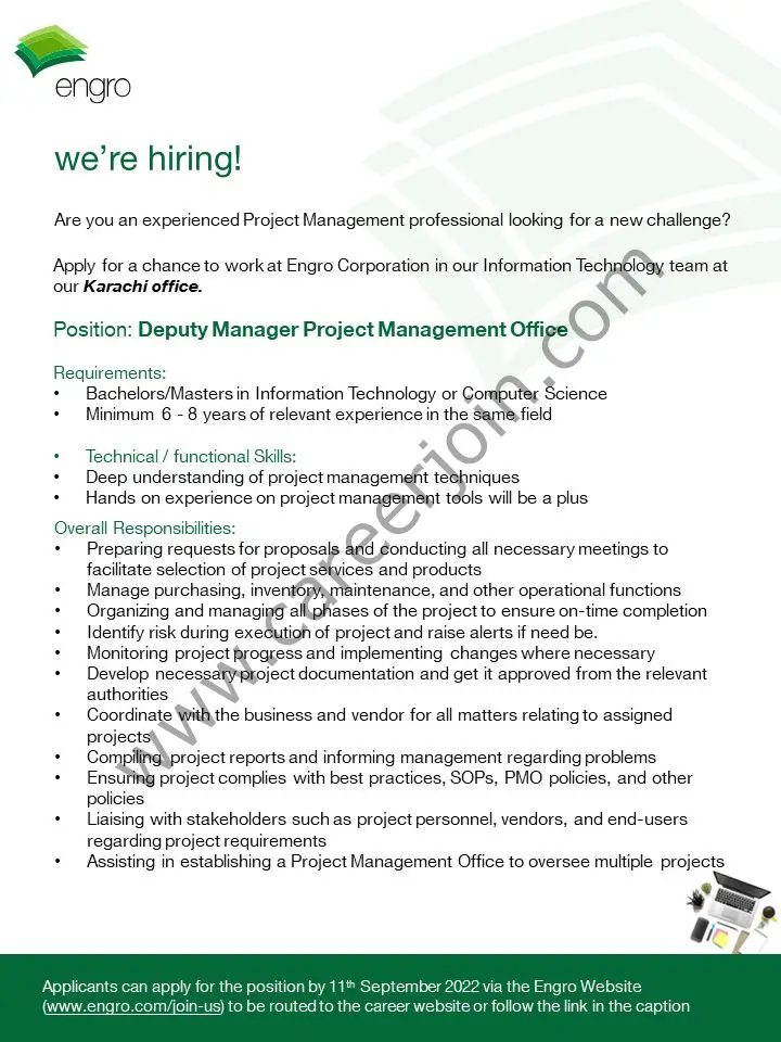 Engro Corporation Limited Jobs Deputy Manager Project Management 01