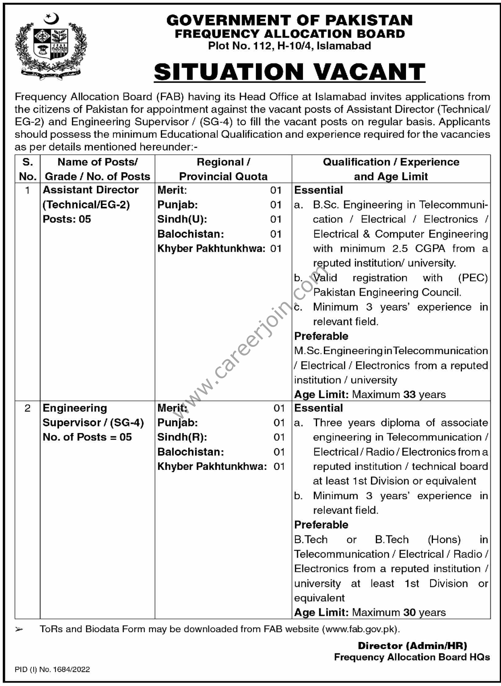 Frequency Allocation Board FAB Jobs 18 September 2022 Dawn