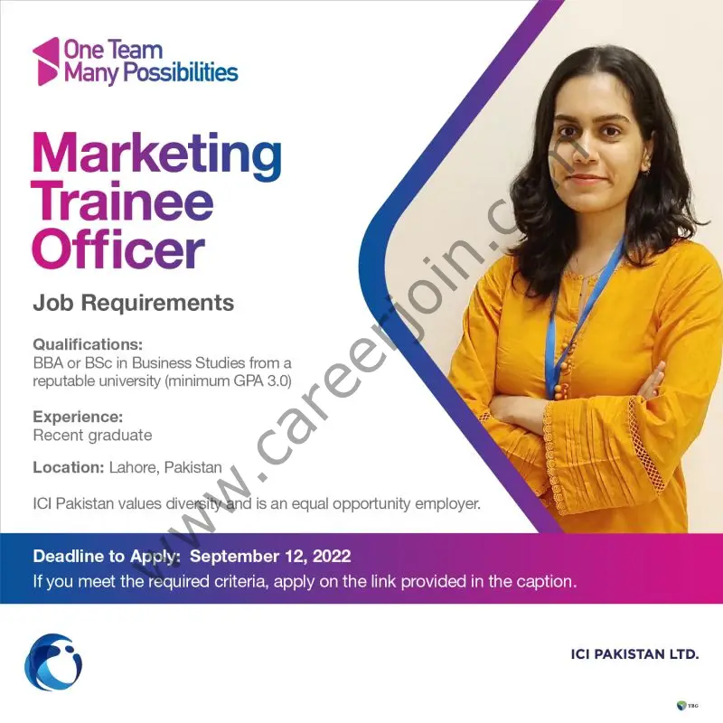 ICI Pakistan Limited Jobs Marketing Trainee Officer 01