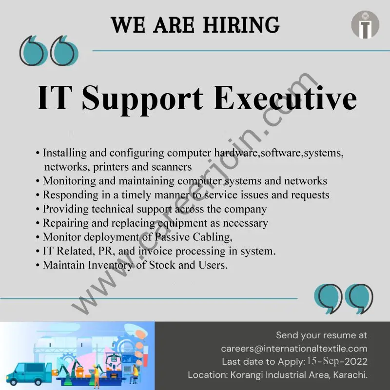 International Textile Limited ITL Jobs IT Support Executive 01
