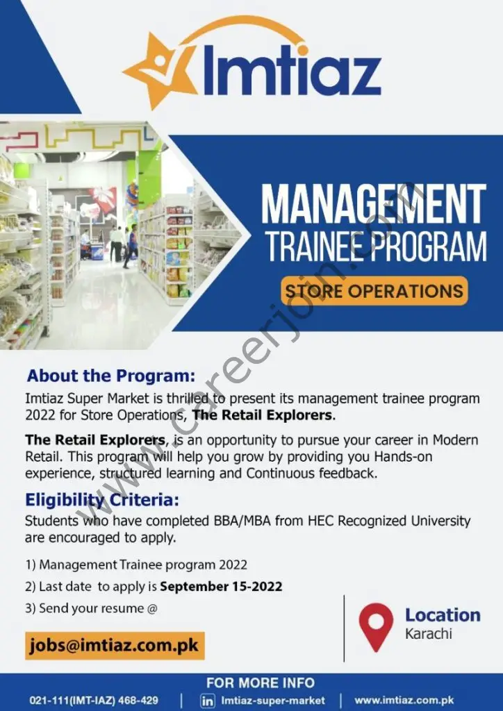 Imtiaz Super Market Management Trainee Program 2022 01