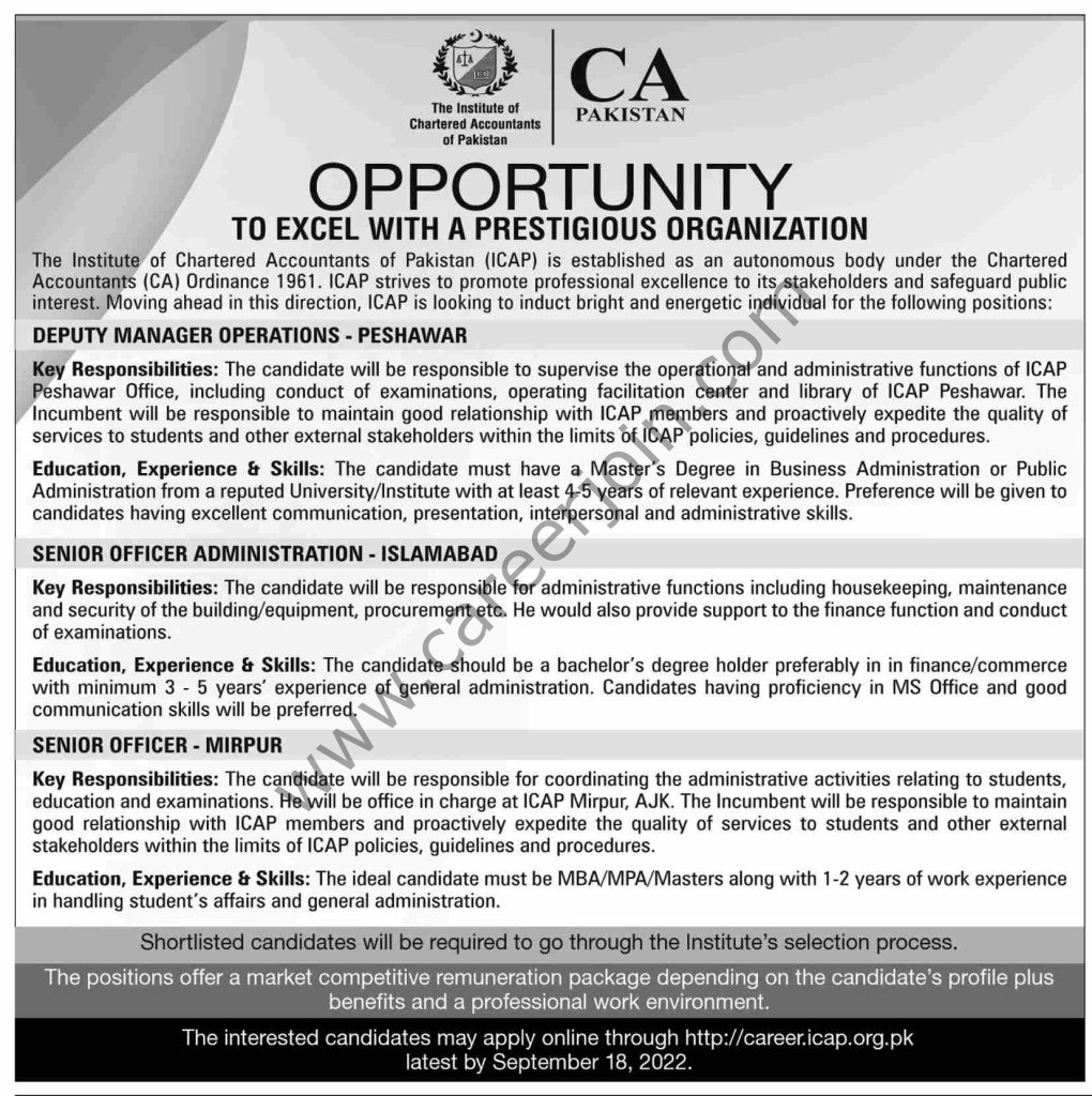 Institute of Chartered Accountants of Pakistan ICAP Jobs September 2022 02