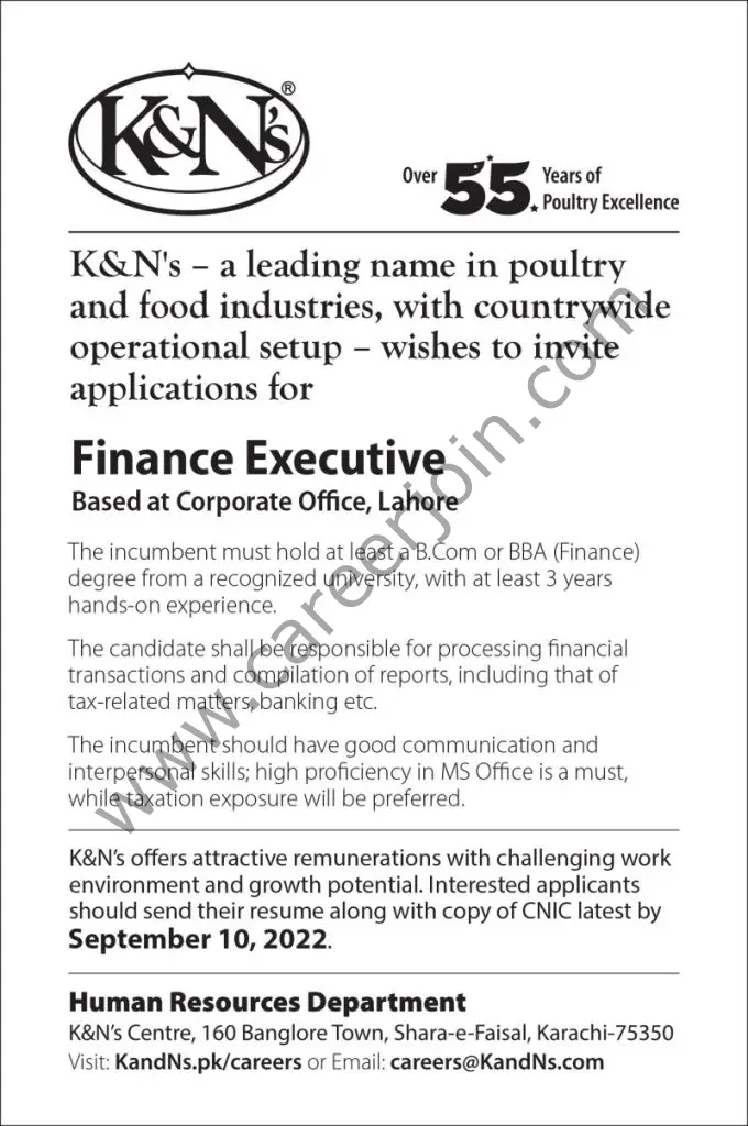 K&N's Pakistan Jobs Finance Executive 01