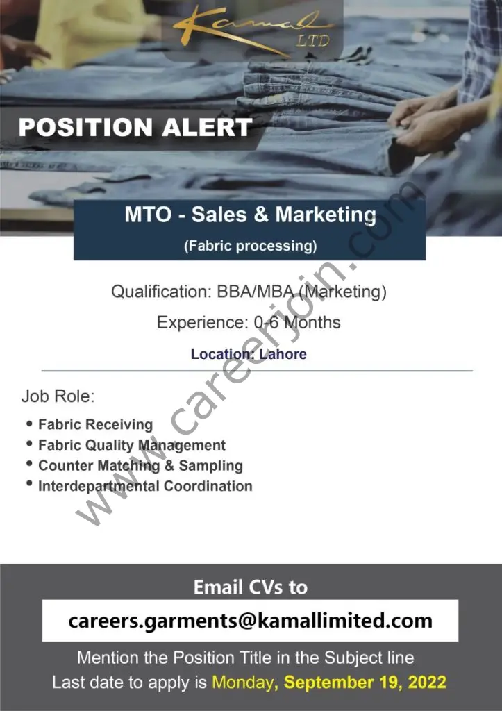 Kamal Limited Jobs MTO Sales & Marketing 01