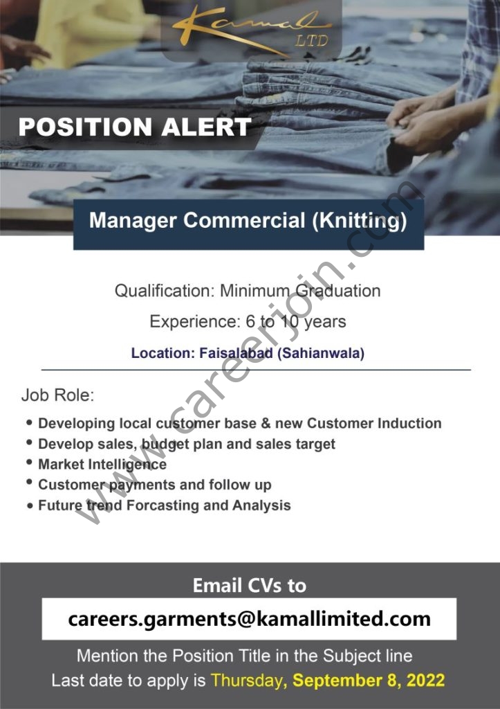 Kamal Limited Jobs Manager Commercial 01