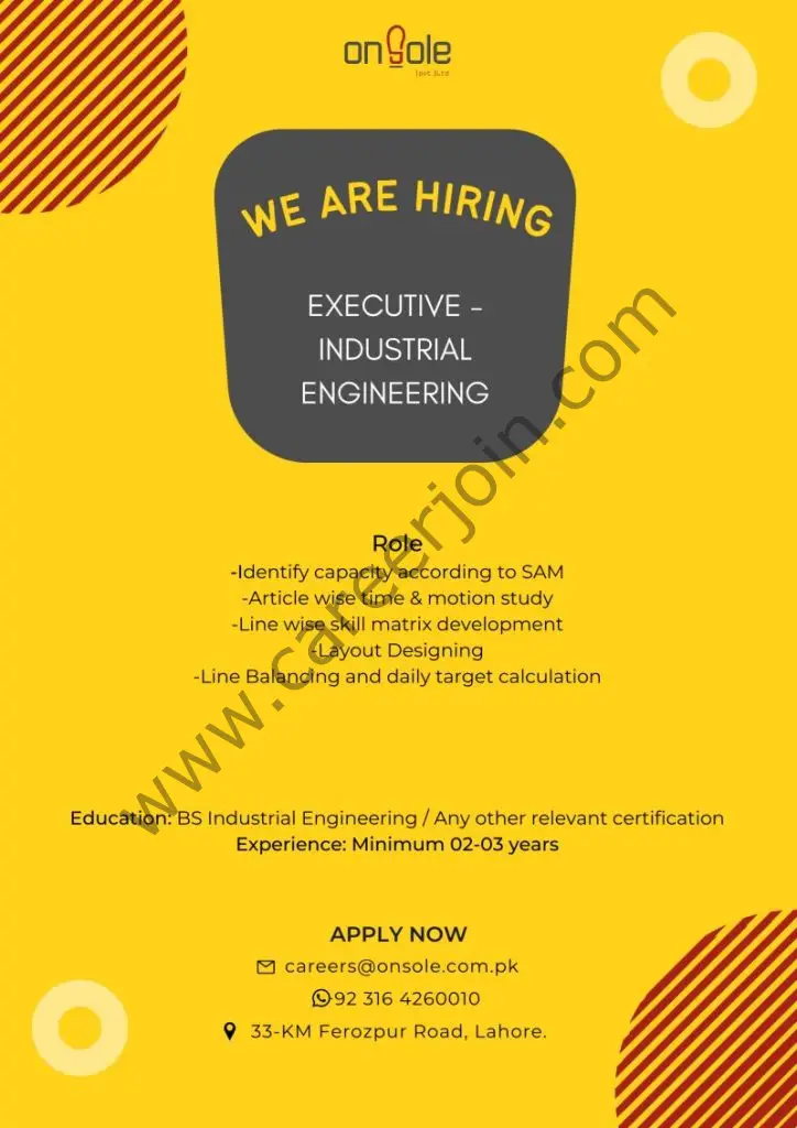 OnSole Jobs Executive Industrial Engineering 01