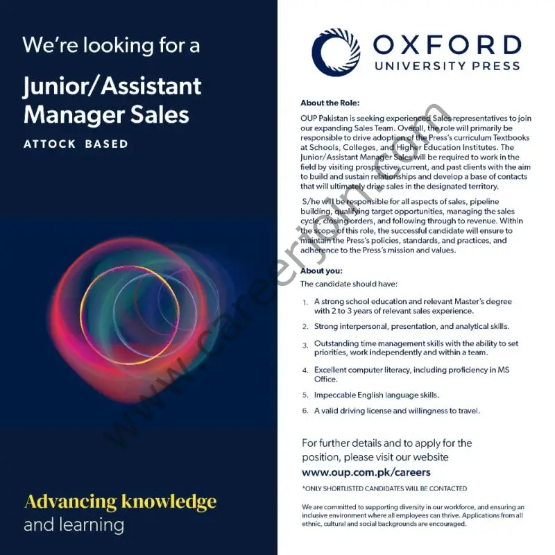 Oxford University Press OUP Jobs Junior / Assistant Manager Sales 01