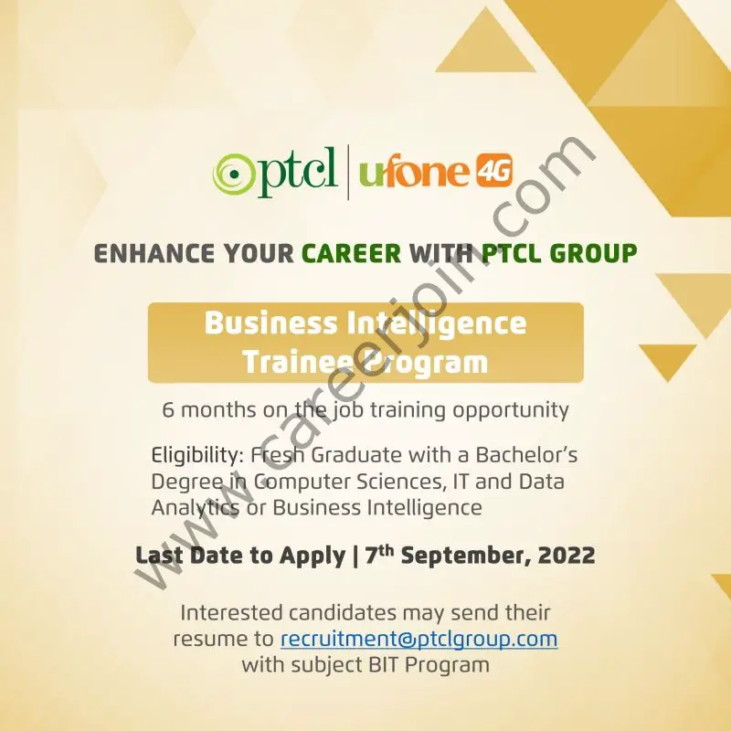 PTCL Ufone Business Intelligence Trainee Program BIT 2022 01