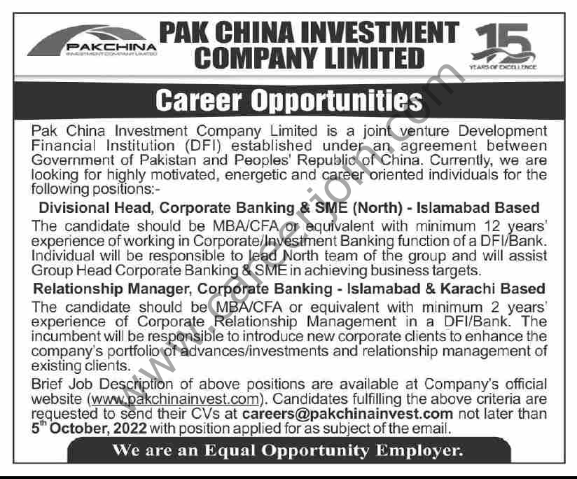 Pak China Investment Co Ltd Jobs 25 September 2022 Dawn 01