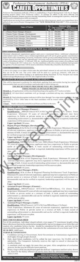 Peshawar Development Authority PDA Jobs September 2022 01