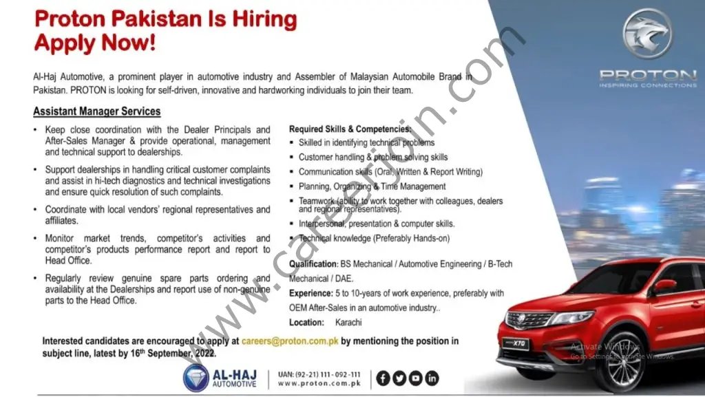 Proton Pakistan Jobs Assistant Manager Services 01