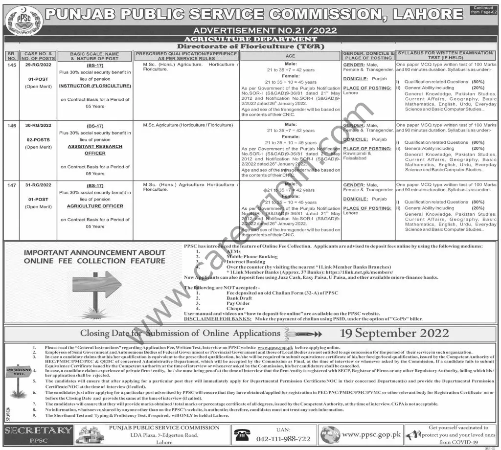 Punjab Public Service Commission PPSC Jobs 04 September 2022 Express3