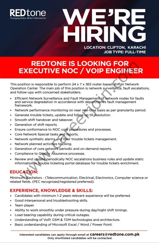REDtone Technologies Jobs Executive NOC / VOIP Engineer 01