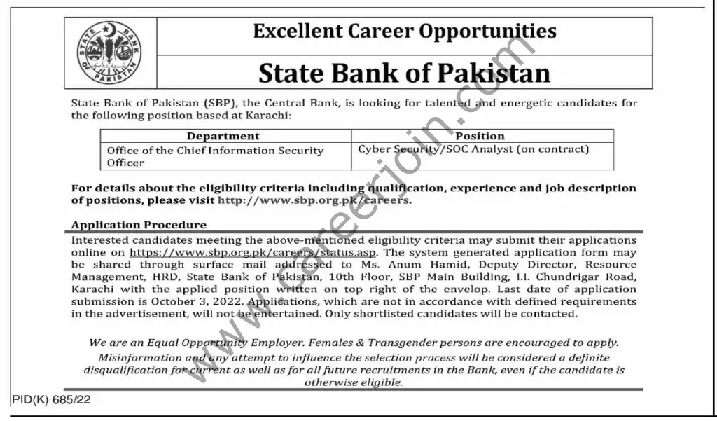 State Bank of Pakistan SBP Jobs September 2022 01