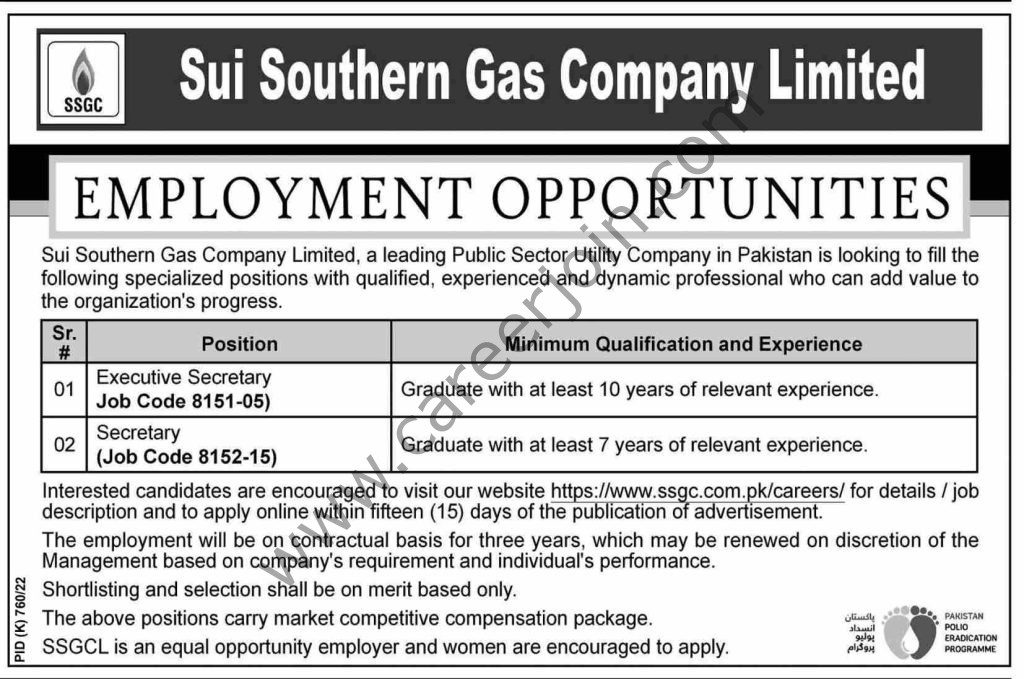 Sui Southern Gas Co Ltd SSGC Jobs September 2022 01