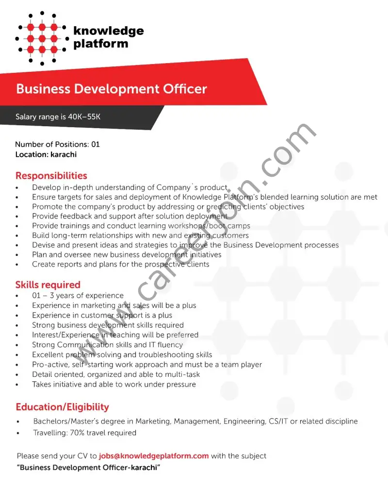 Knowledge Platform Jobs Business Development Officer 01
