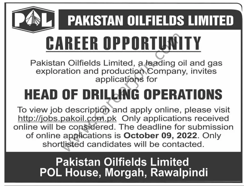 Pakistan Oilfields Ltd POL Jobs 02 October 2022 Dawn 1