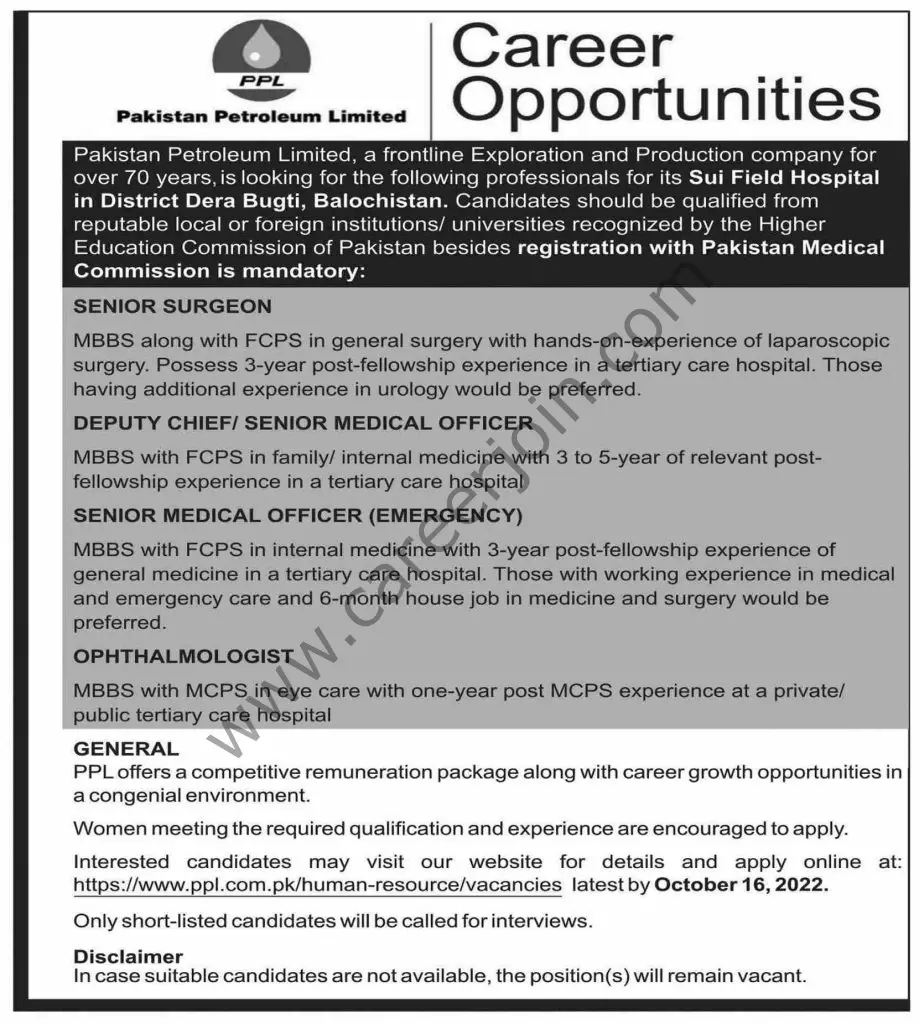 Pakistan Petroleum Ltd PPL Jobs 02 October 2022 Dawn 1