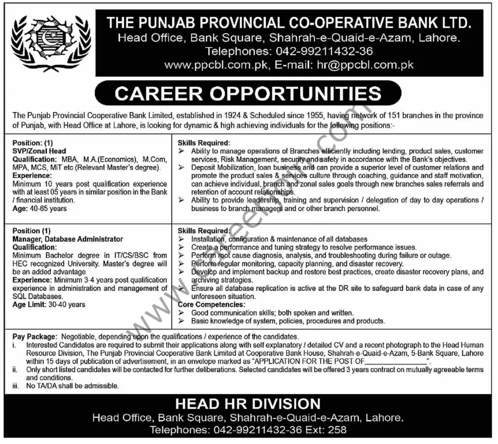 Punjab Provincial Cooperative Bank Ltd Jobs 16 October 2022 Dawn 1