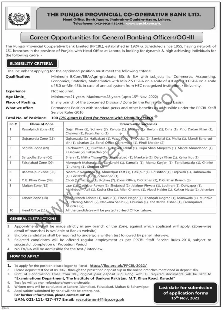 Punjab Provincial Cooperative Bank Ltd PPCBL Jobs 30 October 2022 Dawn 01