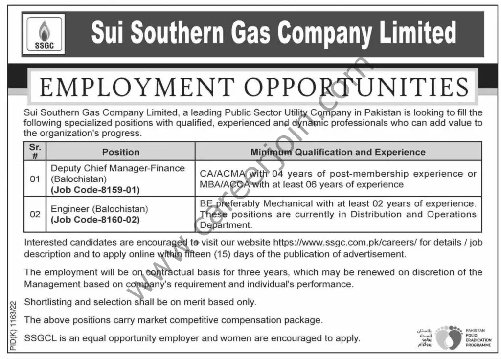 Sui Southern Gas Co Ltd SSGC Jobs 30 October 2022 Dawn 01