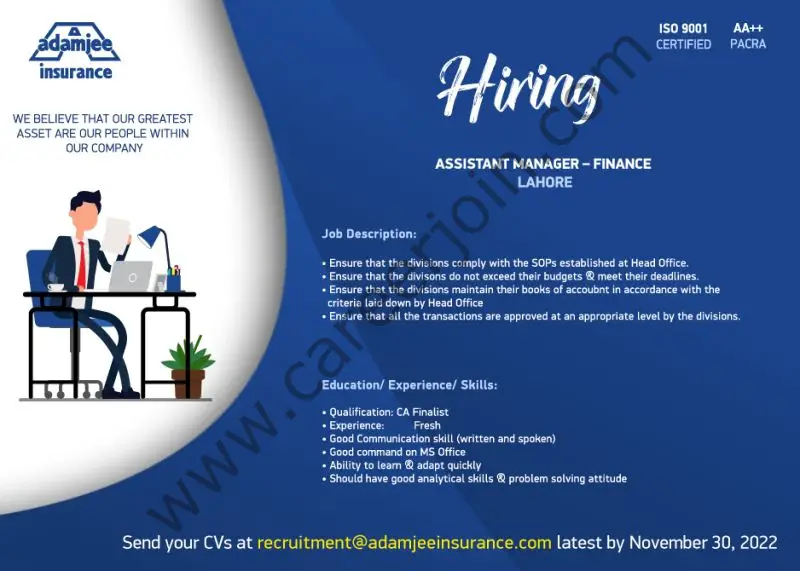 Adamjee Life Insurance Company Limited Jobs November 2022 2