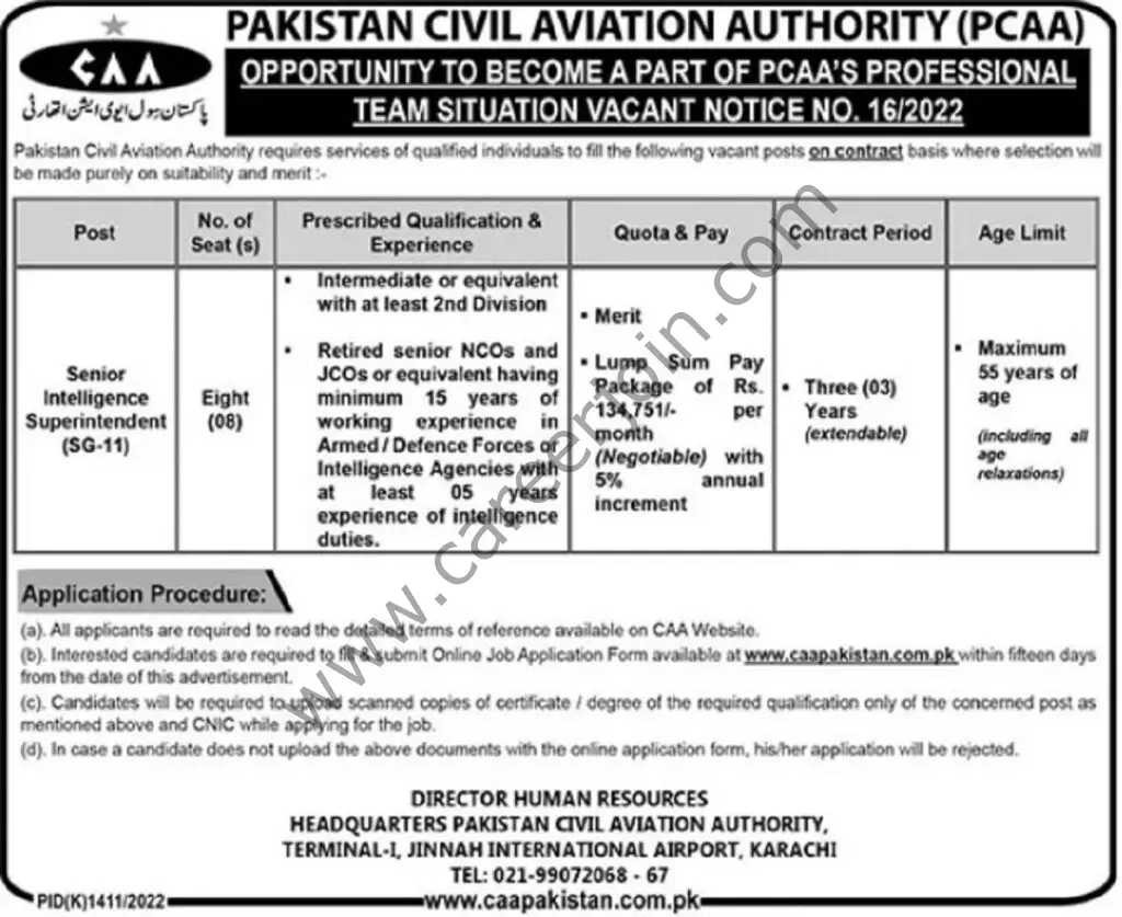 Civil Aviation Authority PCAA Jobs 20 November 2022 The News 01