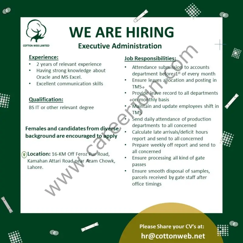 CottonWeb Limited Jobs Executive Administration 1