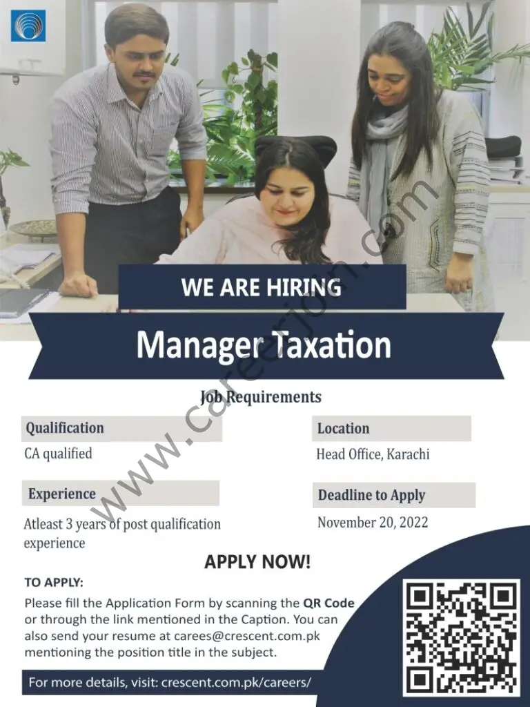 Crescent Steel & Allied Products Limited Jobs Manager Taxation 1
