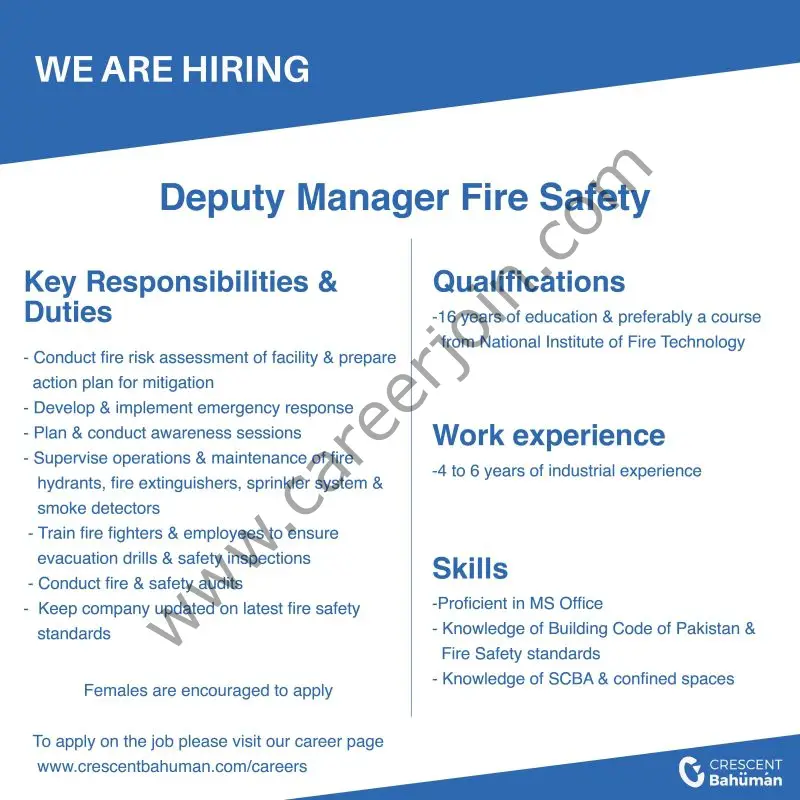 Crescent Bahuman Limited Jobs Deputy Manager Fire Safety 1