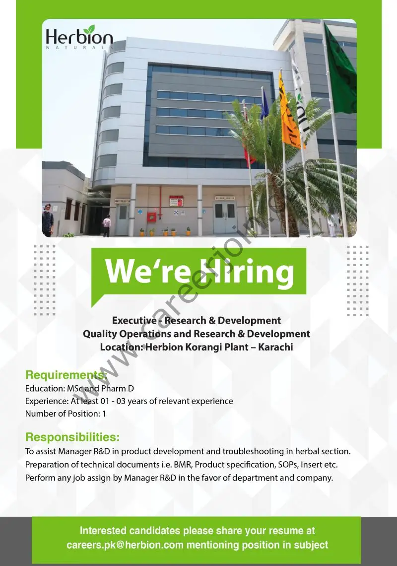 Herbion Pakistan Jobs Executive Research & Development 1