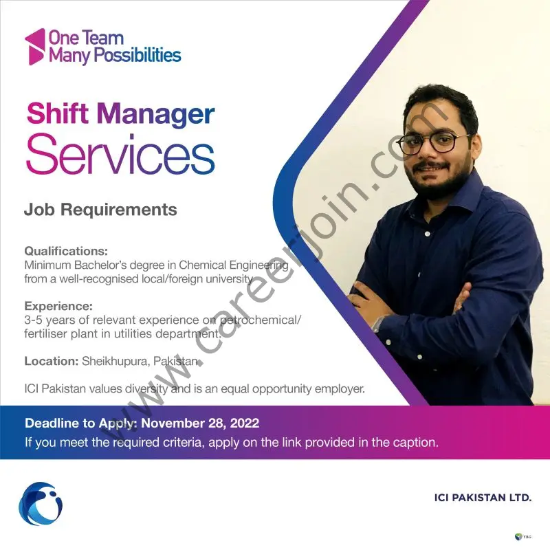 ICI Pakistan Limited Jobs Shift Manager Services 1