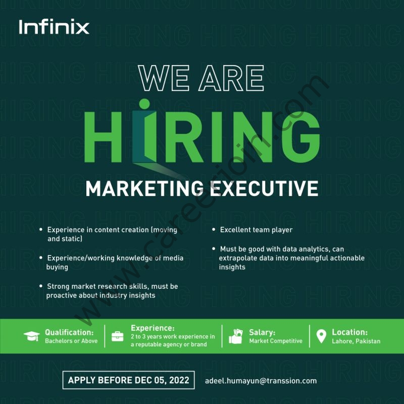 Infinix Mobile Technology Jobs Marketing Executive 1