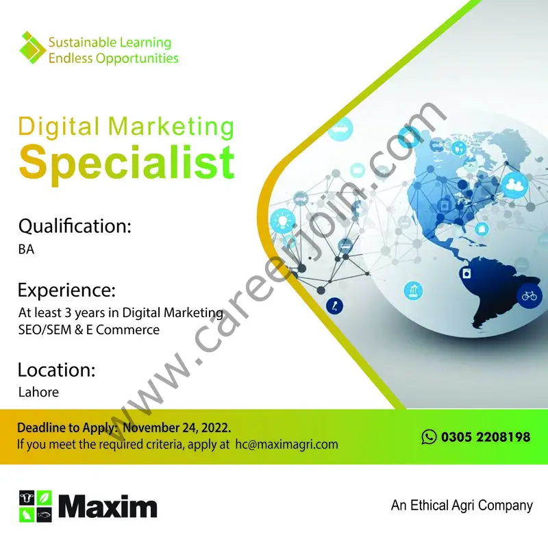 Maxim Agri Pvt Ltd Jobs Digital Marketing Specialist 1