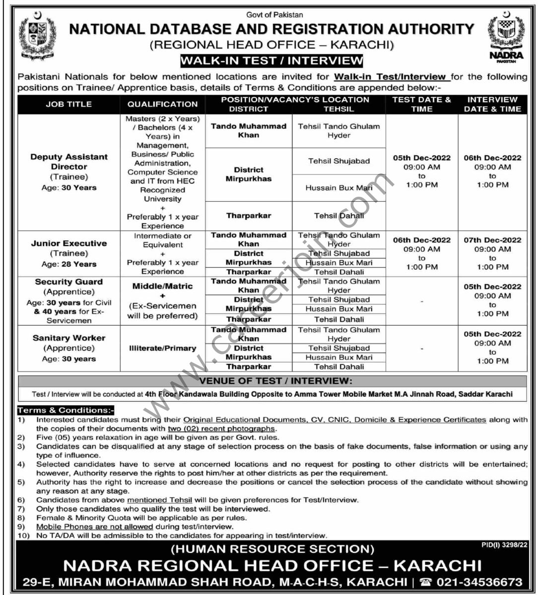 NADRA Karachi Jobs 27 November 2022 Dawn 1