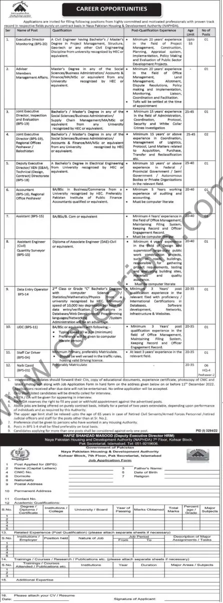 Naya Pakistan Housing & Development Authority NAPHDA Jobs 27 November 2022 Express Tribune 1