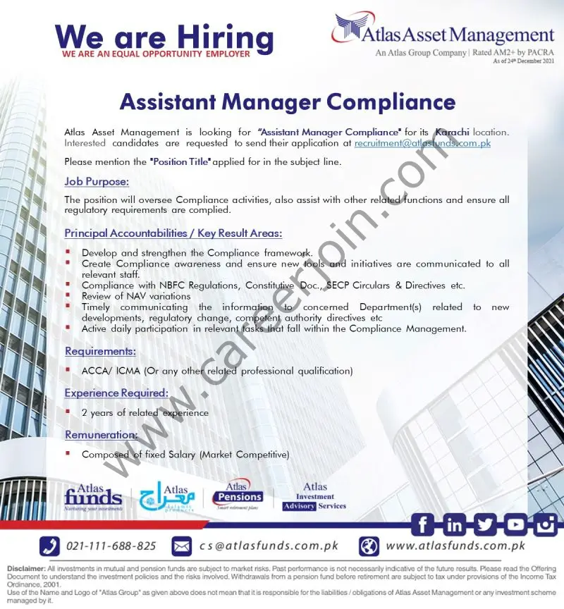 Atlas Asset Management Limited Jobs Assistant Manager Compliance 1