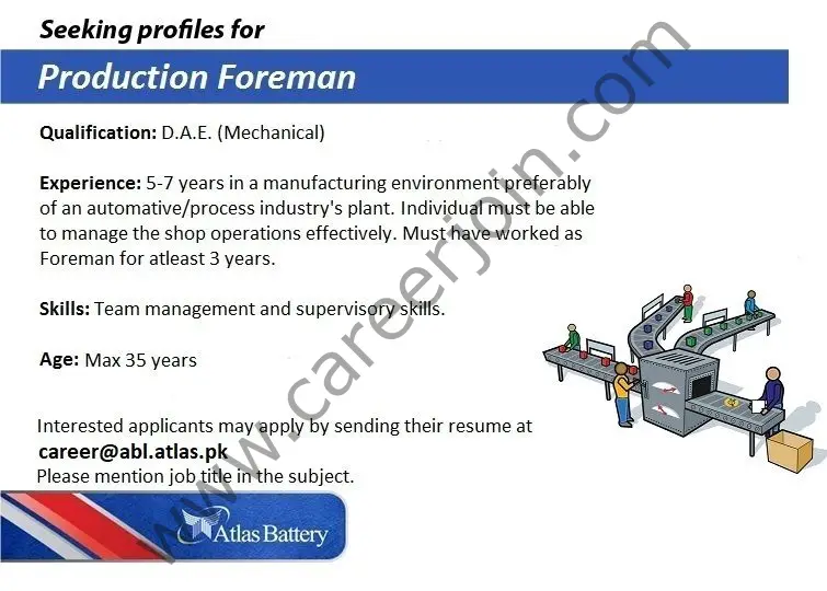 Atlas Battery Limited Jobs Production Foreman 1
