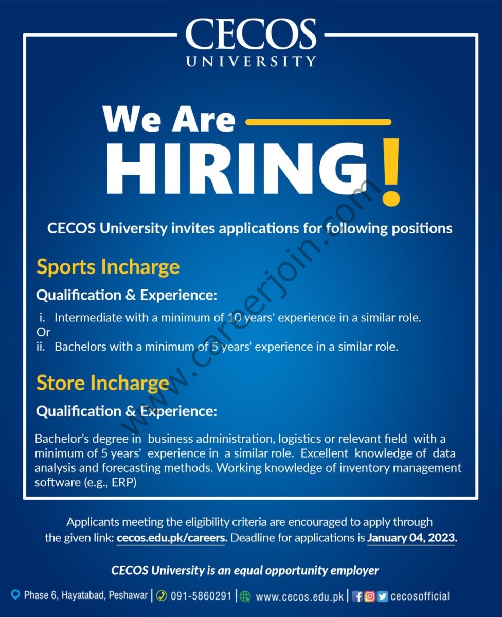 CECOS University Jobs 22 December 2022 1
